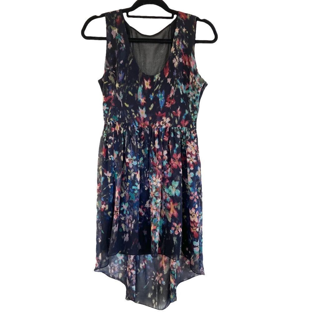 Zara Waterfall Colorful High Low Dress Medium